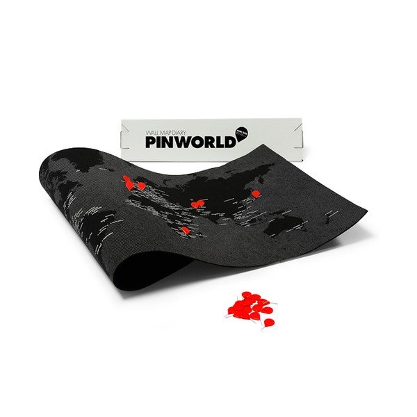 Čierna nástenná mapa sveta Palomar Pin World Mini, 77 × 48 cm-image-3