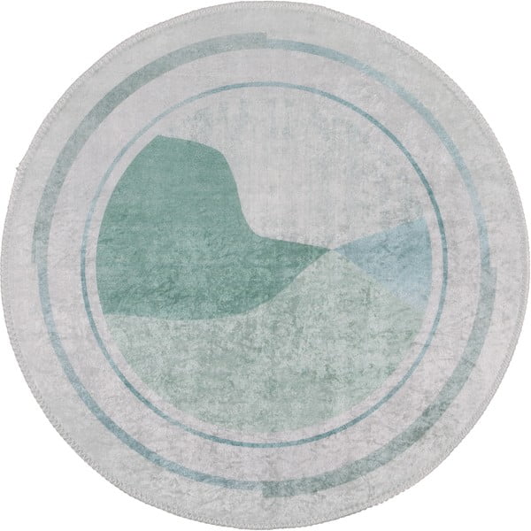Umývateľný okrúhly koberec v krémovo-tyrkysovej farbe ø 120 cm Yuvarlak – Vitaus