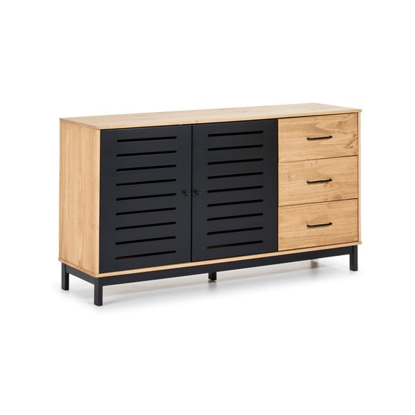 Komoda s drevenou konštrukciou a čiernymi detailmi Marckeric Alessia, šírka 141 cm-image-2