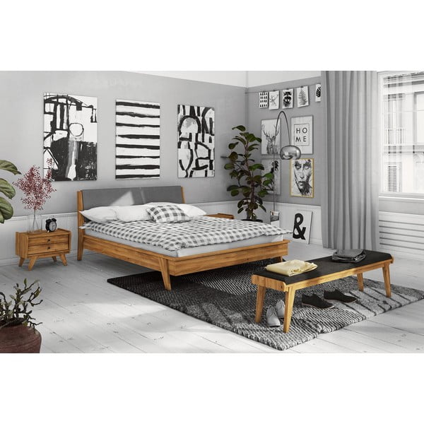 Lavica z dubového dreva so sivým sedákom Retro - The Beds-image-1