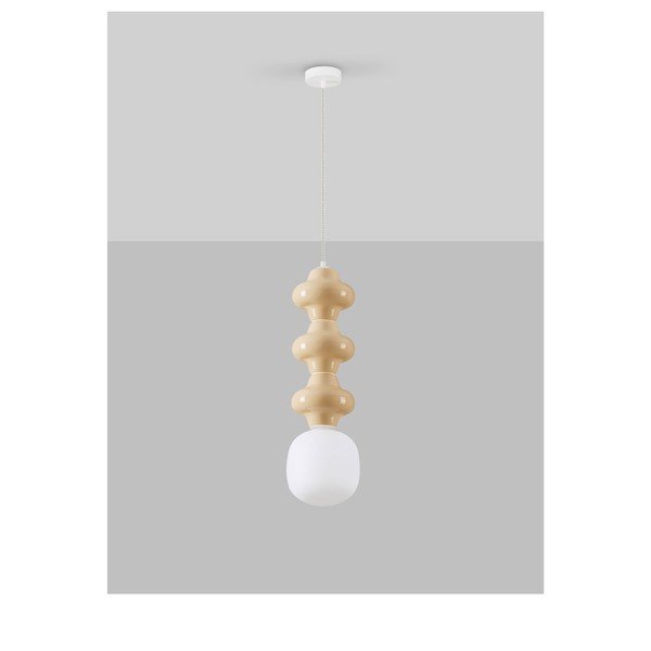 Biele/krémovobiele keramické závesné svietidlo so skleneným tienidlom ø 18 cm Clio – Nova Luce-image-3