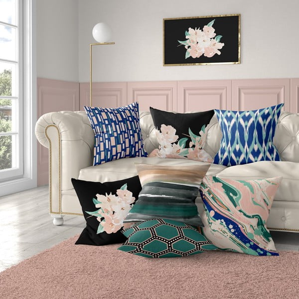 Modro-ružová obliečka na vankúš Mike & Co. NEW YORK Honey Artsy, 43 x 43 cm-image-1