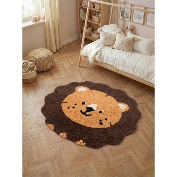 Oranžový/hnedý prateľný/ručne tkaný bavlnený detský koberec 112x120 cm Snuggle Lea – Hanse Home-image-1