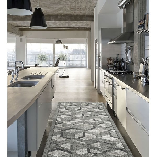 Sivo-čierny behúň Floorita Hypnotik, 55 x 140 cm-image-1