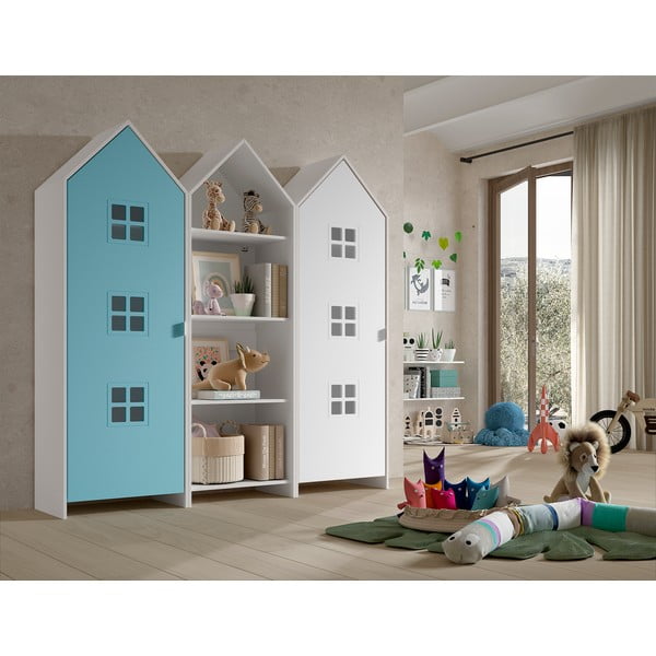 Bielo-svetlomodrá otvorená detská šatníková skriňa 173x171,5 cm CASAMI BRUGES – Vipack-image-1