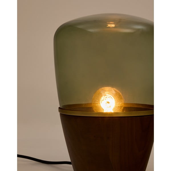 Zelená/v tmavoprírodnej farbe stolová lampa so skleneným tienidlom (výška 30 cm) Silex – Kave Home-image-3