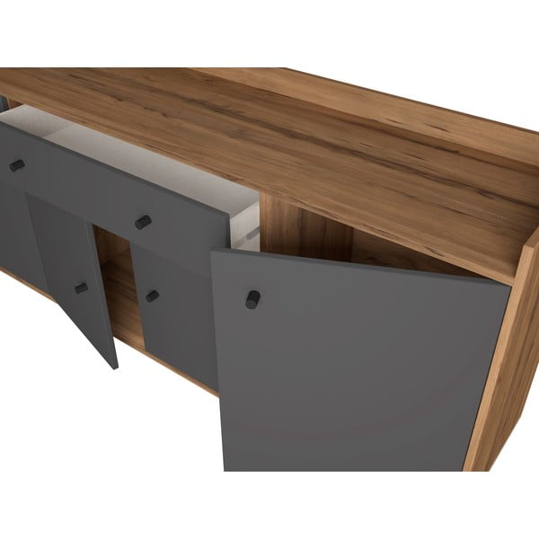 Sivá nízka komoda v dekore orecha 180x84 cm Malta - Marckeric-image-4