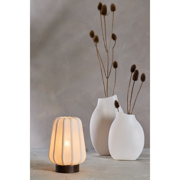 Biela kovová stolová lampa s textilným tienidlom (výška  29 cm) Bibia – Light & Living-image-1