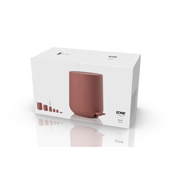 Svetločervený nášľapný plastový odpadkový kôš 3 l Nova – Zone-image-3