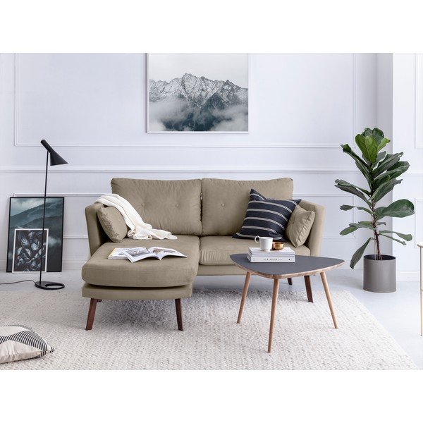 Tmavobéžová trojmiestna pohovka Mazzini Sofas Elena, s leňoškou na ľavom rohu-image-1
