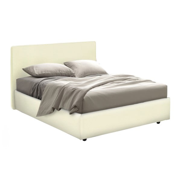 Béžová jednolôžková posteľ s úložným priestorom a poťahom z koženky 13Casa Ninfea, 120 x 190 cm