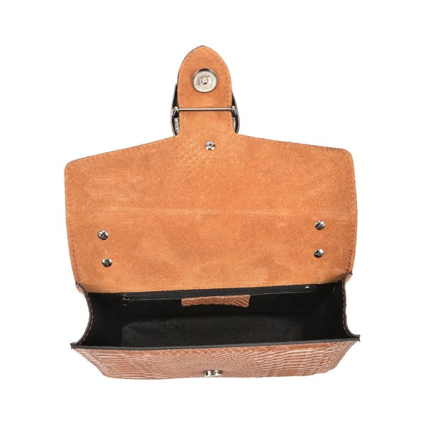 Koňakovohnedá kožená listová kabelka Renata Corsi Fiona-image-3