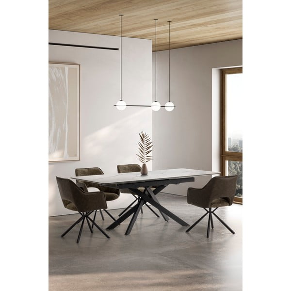 Zelené čalúnené jedálenské kreslá v súprave s podrúčkami 2 ks Mariel – Marckeric-image-1