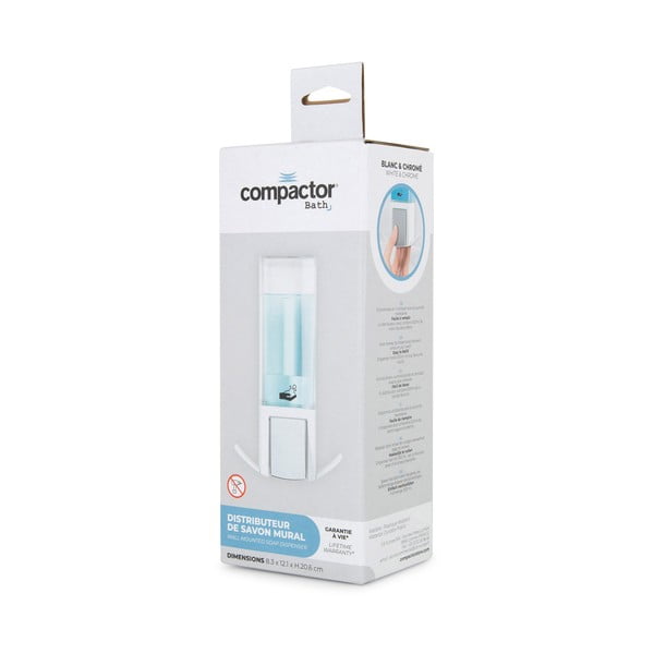 Biely nástenný dávkovač mydla 500 ml – Compactor-image-3