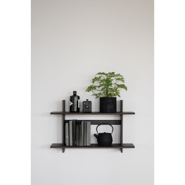 Poschodová polica v dekore duba v tmavo prírodnej farbe 75 cm Westlock – Rowico-image-1
