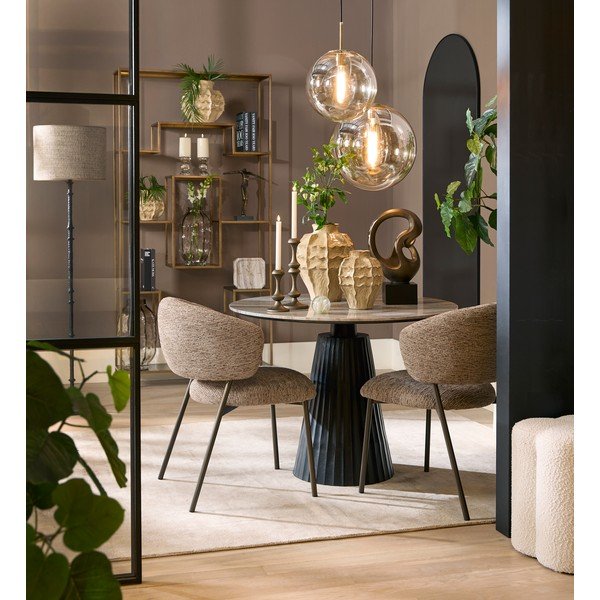 Okrúhly jedálenský stôl s mramorovou doskou ø 100 cm Rianne – Light & Living-image-1