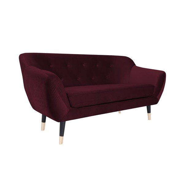 Vínovočervená pohovka s čiernymi nohami Mazzini Sofas Amelie, 158 cm-image-2