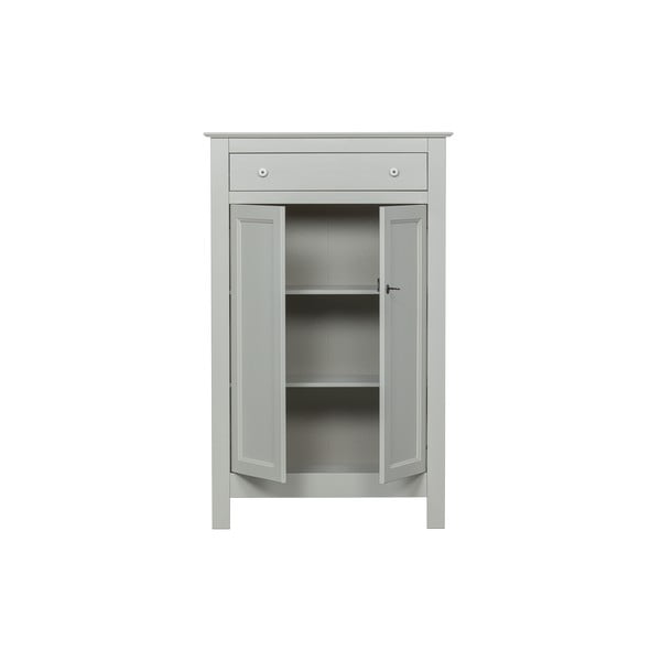 Svetlosivá vysoká uzamykateľná komoda z borovicového dreva 93x150 cm Eva – WOOOD-image-3