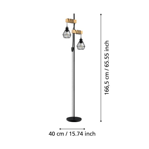 Stojacia lampa v čiernej a prírodnej farbe (výška 166,5 cm) TOWNSHEND 5 – EGLO-image-2