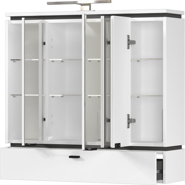 Biela kúpeľňová skrinka so zrkadlom a osvetlením 79x80 cm Modesto – Germania-image-2