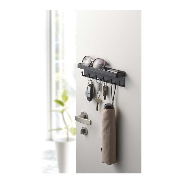 Čierny vešiak na kľúče s poličkou YAMAZAKI Smart-image-1