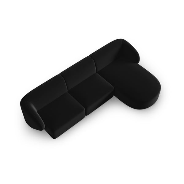 Čierna zamatová rohová pohovka (pravý roh/s leňoškou) Paolo – Milo Casa-image-2