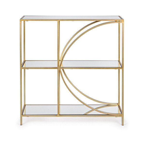 Oceľová knižnica v zlatej farbe 81x87x31 cm Elenor – Bizzotto