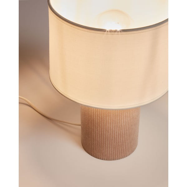 Biela/béžová stolová lampa s textilným tienidlom (výška 29 cm) Bianella – Kave Home-image-3