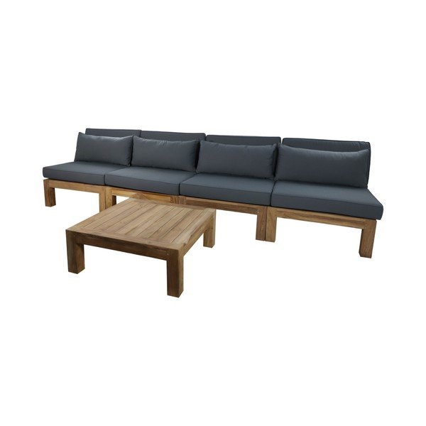Sivá záhradná lounge súprava z teakového dreva pre 4 osoby Aruba - HSM collection