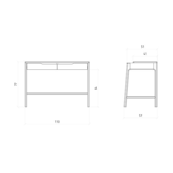 Toaletný stolík z dubového dreva 57x110 cm Twig – The Beds-image-4
