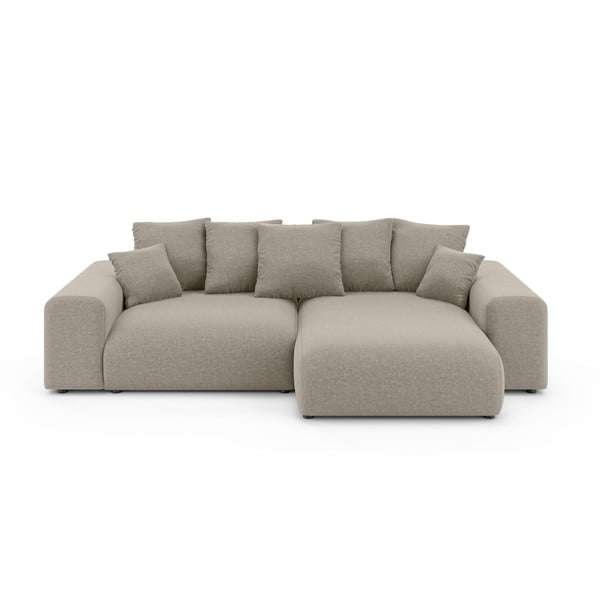 Béžová rozkladacia rohová pohovka s úložným priestorom (variabilný roh) Luma – Ropez