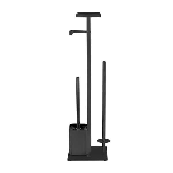 Čierny stojan na toaletný papier s kefou z nehrdzavejúcej ocele Debar – Wenko-image-4