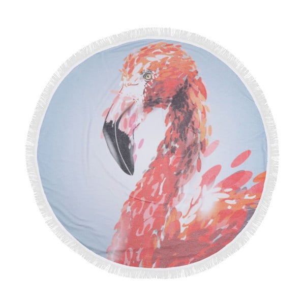 Farebná plážová osuška zo 100% bavlny Flamingo, ⌀ 150 cm
