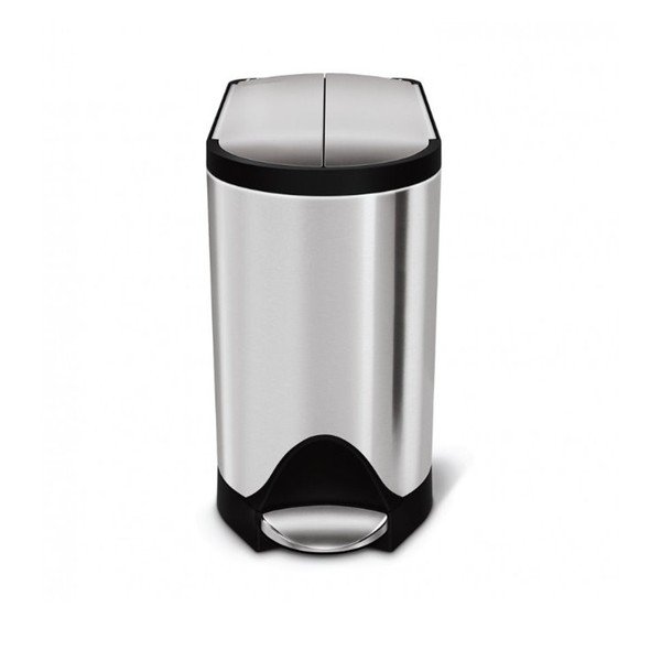 Strieborný matný pedálový kôš simplehuman Butterfly, 10 l