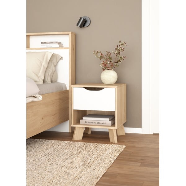 Biely/v prírodnej farbe nočný stolík Ikast – Tvilum-image-3