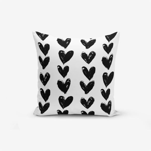 Obliečka na vankúš s prímesou bavlny Minimalist Cushion Covers Black Heart, 45 × 45 cm