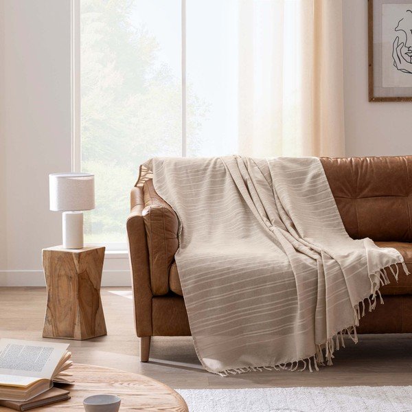 Béžový bavlnený pléd 125x150 cm Lilia – douceur d'intérieur-image-1