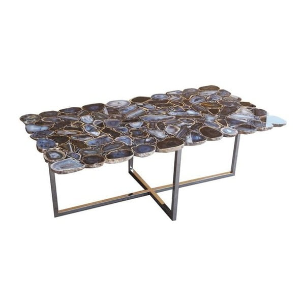 Konferenčný stôl z antikoro ocele a kamennej dosky Kare Design, 110 x 60 cm