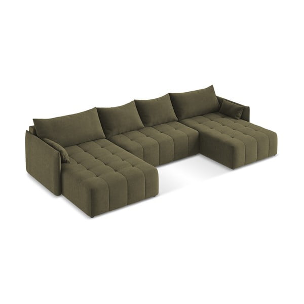 Khaki rozkladacia/s úložným priestorom rohová pohovka (do tvaru "U") Moku – Makamii-image-2