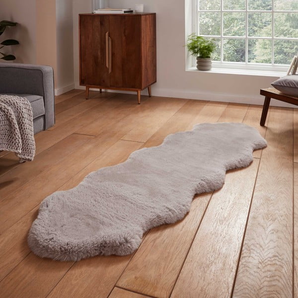 Svetlosivý syntetický behúň 60x180 cm Super Teddy – Think Rugs-image-1