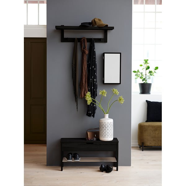 Čierna lavica z dubového dreva s úložným priestorom Canett Uno-image-1