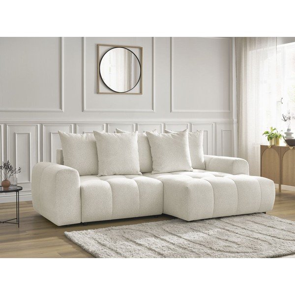 Biela ženilková rozkladacia/s úložným priestorom rohová pohovka (pravý roh/s leňoškou) Roxelane – Bobochic Paris-image-3