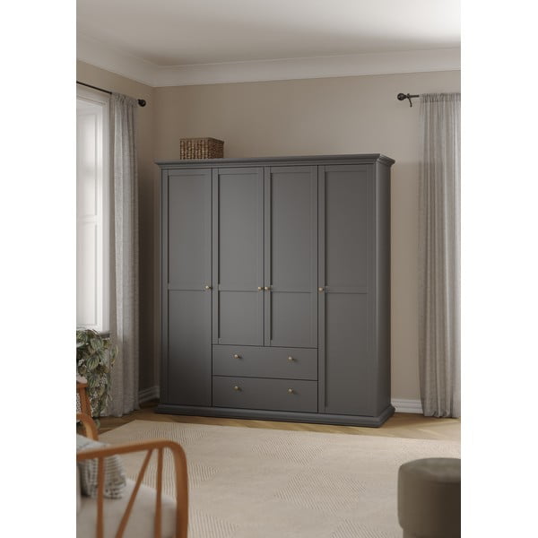 Sivá šatníková skriňa 181x201 cm Paris – Tvilum-image-1