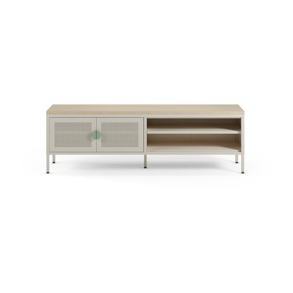 Krémovobiely/v prírodnej farbe kovový TV stolík 160x50x35 cm Sayla – Marckeric