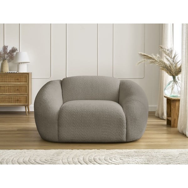 Sivohnedé kreslo z textílie bouclé Tina – Bobochic Paris-image-3