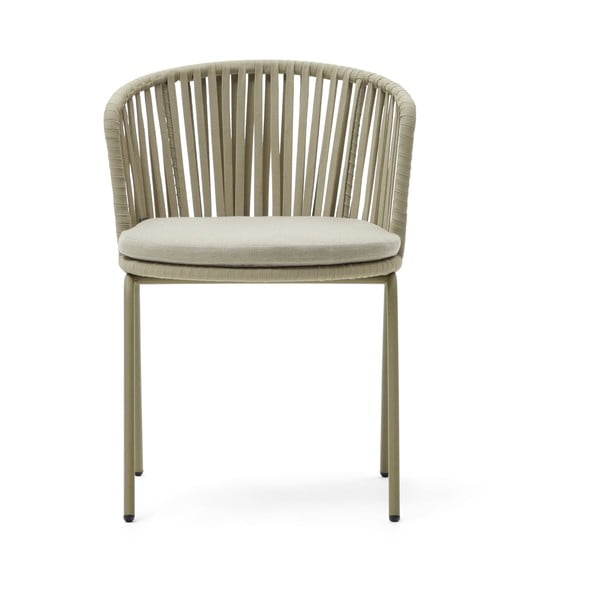 Béžová kovová záhradná stolička Saconca - Kave Home-image-2