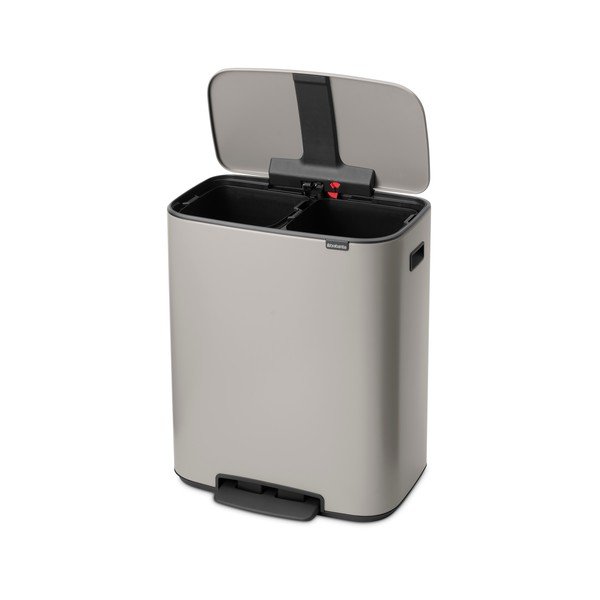Svetlosivý oceľový odpadkový kôš 2x30 l na triedený odpad/pedálový Bo – Brabantia
