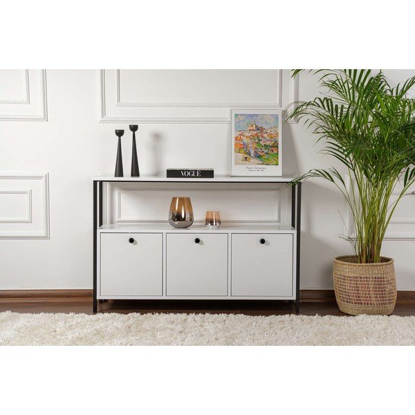 Biely matný konzolový stolík 29,5x120 cm Solace – Kalune Design-image-4