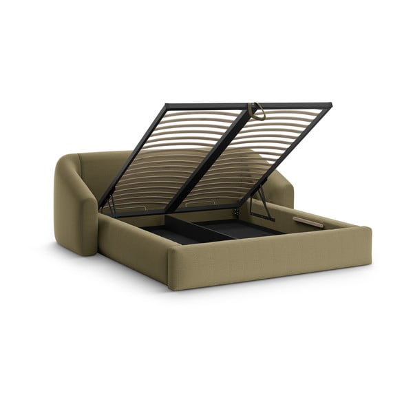 Zelená čalúnená dvojlôžková posteľ s úložným priestorom s roštom 180x200 cm Campi – Cosmopolitan Design-image-2