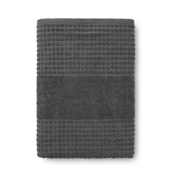 Tmavosivá froté osuška z Bio bavlny 70x140 cm Check – JUNA